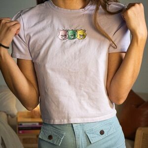 Care Bears Cropped Y2K Embroidered T-Shirt